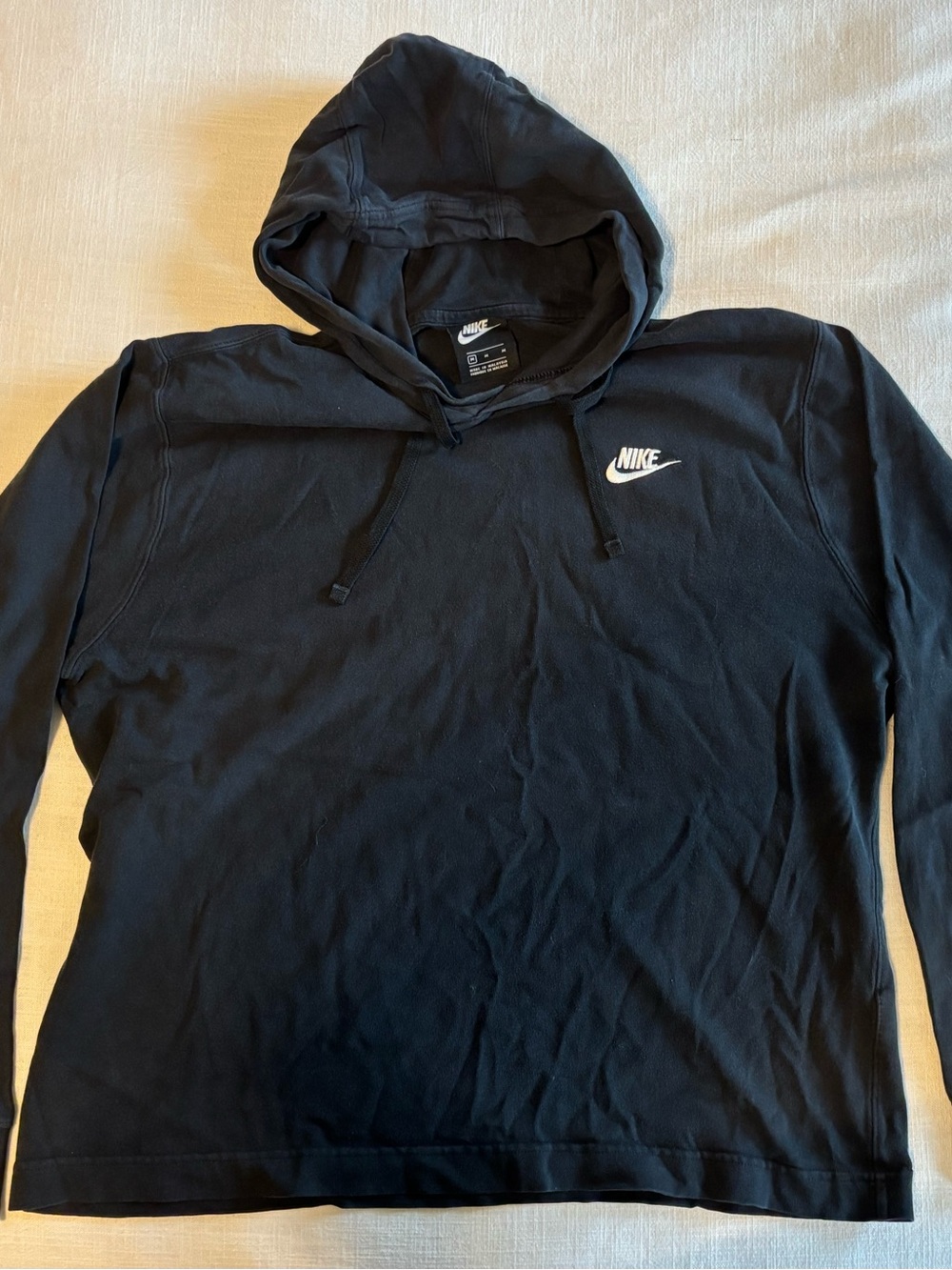 Nike Black Zip-Up Hooded Sweatshirt with White Swoosh